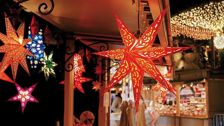 Decorations in a Christmas market